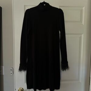feather sleeve sweater dress